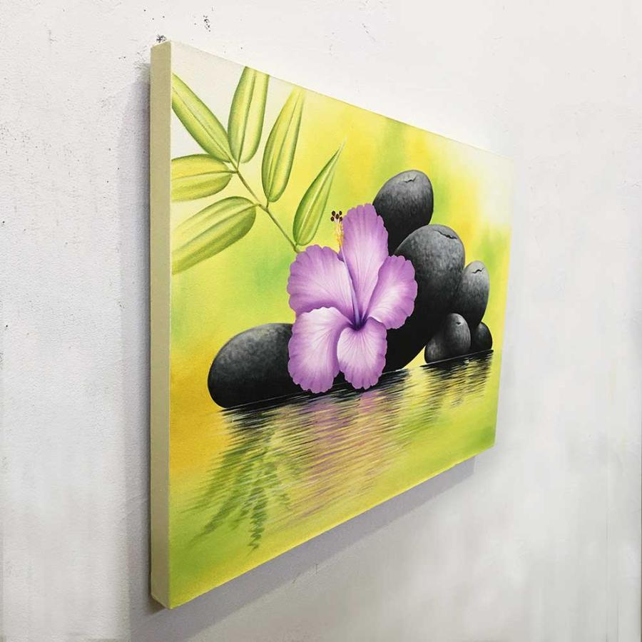 花の絵 ハイビスカス 紫 ストーン W60×H80cm アートパネル バリアート