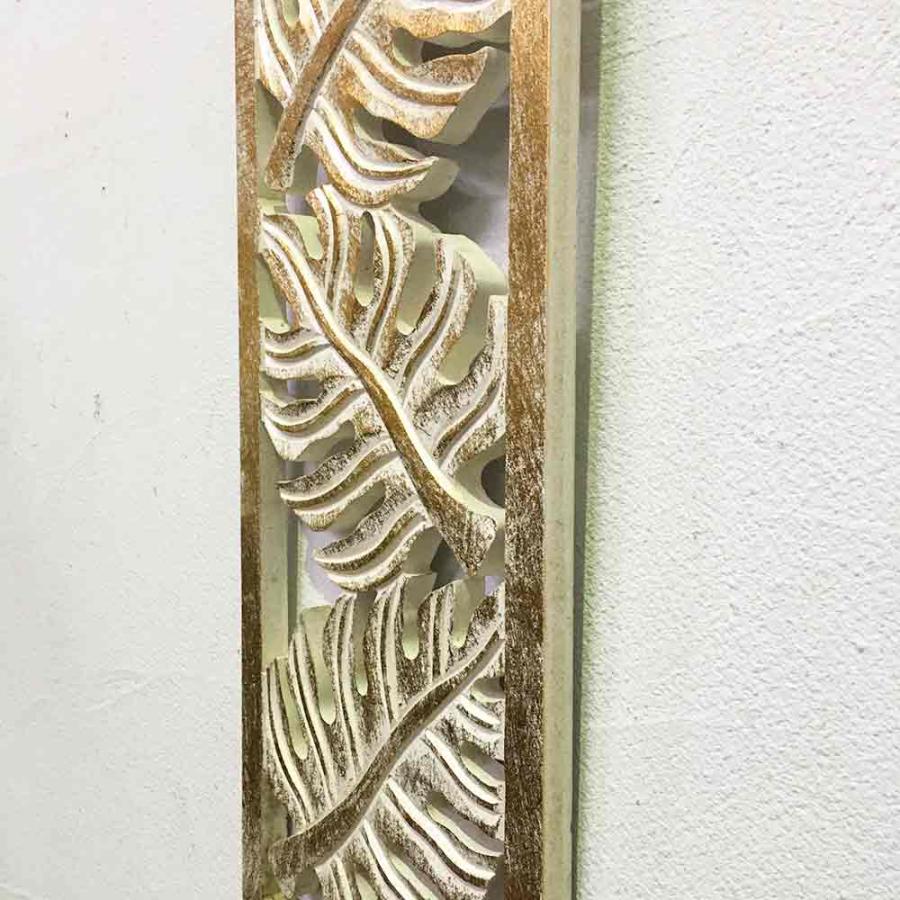 木製 レリーフ 透かし彫り モンステラ 3連 H50cm 3色 壁掛け アート