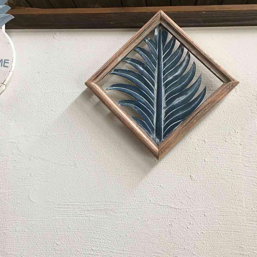 木製 レリーフ 透かし彫り パームリーフ H28×W28cm 壁掛け アート