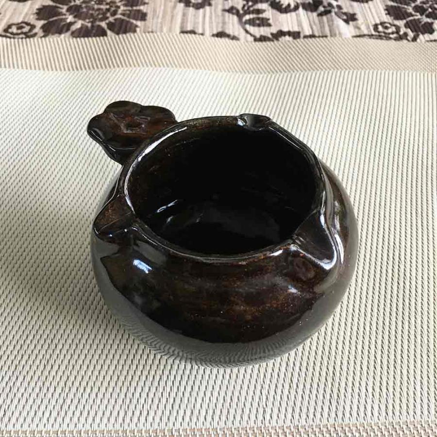 灰皿 陶器 卓上灰皿 プルメリア 丸 アッシュトレイ タバナン焼き