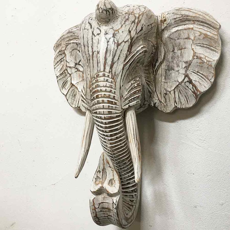 象の壁掛け ゾウのオブジェ 木製 オブジェ : アジアンバリ雑貨石材の