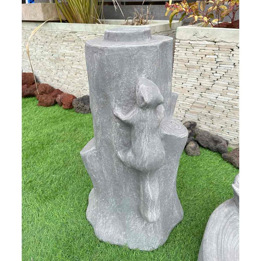 ガーデンオブジェ バードバス リス 小鳥 H80cm 庭 置物 オーナメント