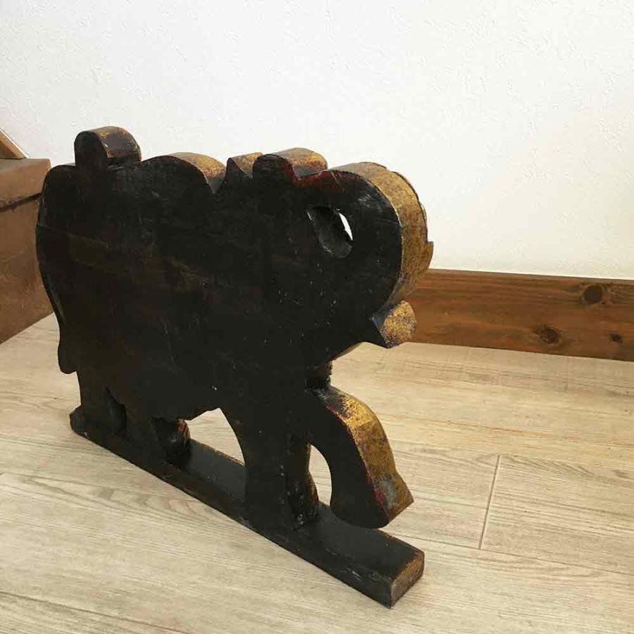象のスタンドオブジェ 木製 置物 金 ゴールド W40cm ゾウ 象 ぞう