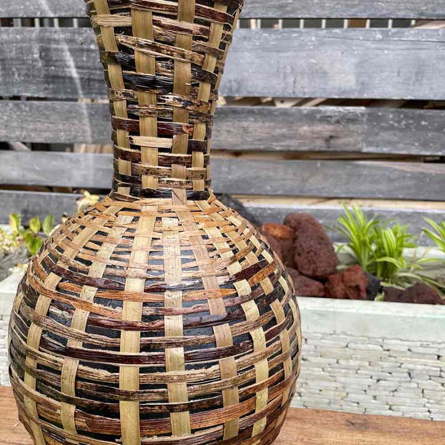 アジアン 壺 ツボ フラワーポット 花瓶 トレイ付き H40cm 2タイプ