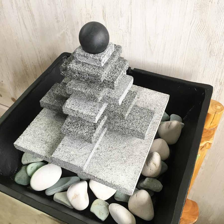 卓上 噴水 ミニ噴水 クロス ダンシングボール 黒 D ポンプ＆砂利付き