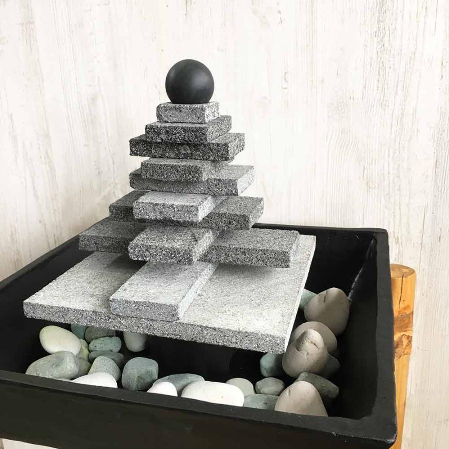 卓上 噴水 ミニ噴水 クロス ダンシングボール 黒 D ポンプ＆砂利付き