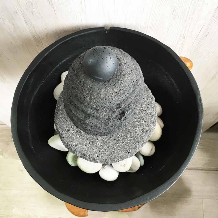 卓上 噴水 ミニ噴水 ダンシングボール 黒 E ポンプ＆砂利付き 天然石