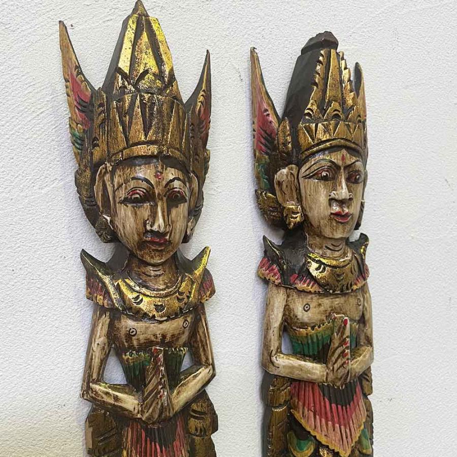 木彫り 壁掛け ラマシタ H60cm ペアセット カップル ペア インドネシア