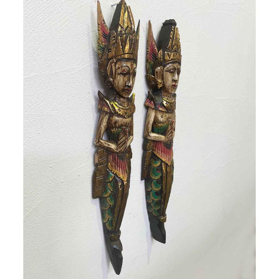 木彫り 壁掛け ラマシタ H60cm ペアセット カップル ペア インドネシア