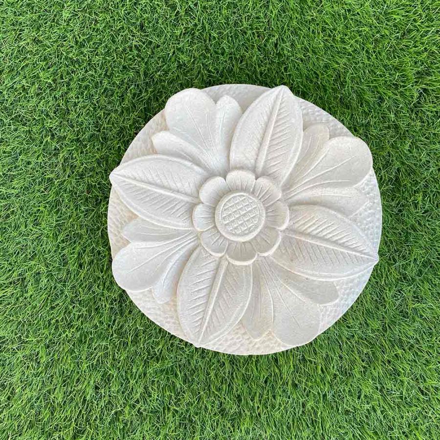 ストーンレリーフ 丸タイプ 30cm パラス石 花 石材 オブジェ 