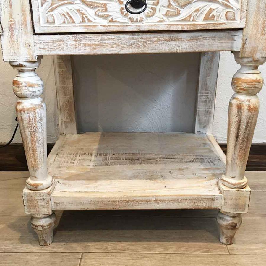 サイドテーブル 木製 置き台 花瓶台 置台 H60cm ブラウン ホワイト