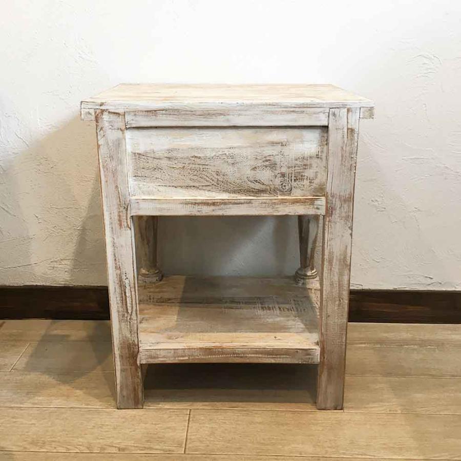 サイドテーブル 木製 置き台 花瓶台 置台 H60cm ブラウン ホワイト