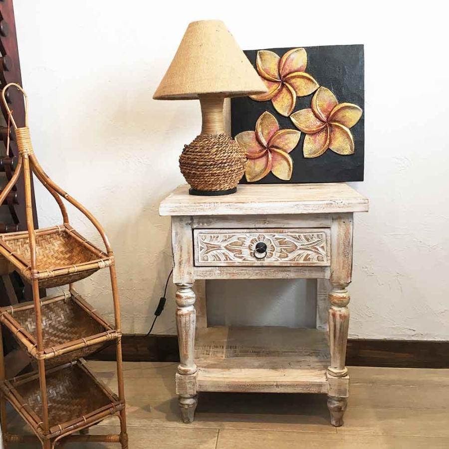 サイドテーブル 木製 置き台 花瓶台 置台 H60cm ブラウン ホワイト