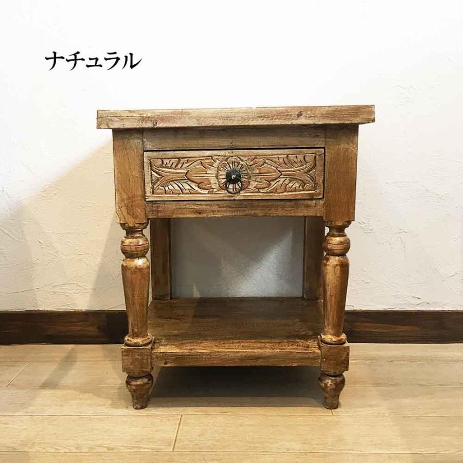 サイドテーブル 木製 置き台 花瓶台 置台 H60cm ブラウン ホワイト