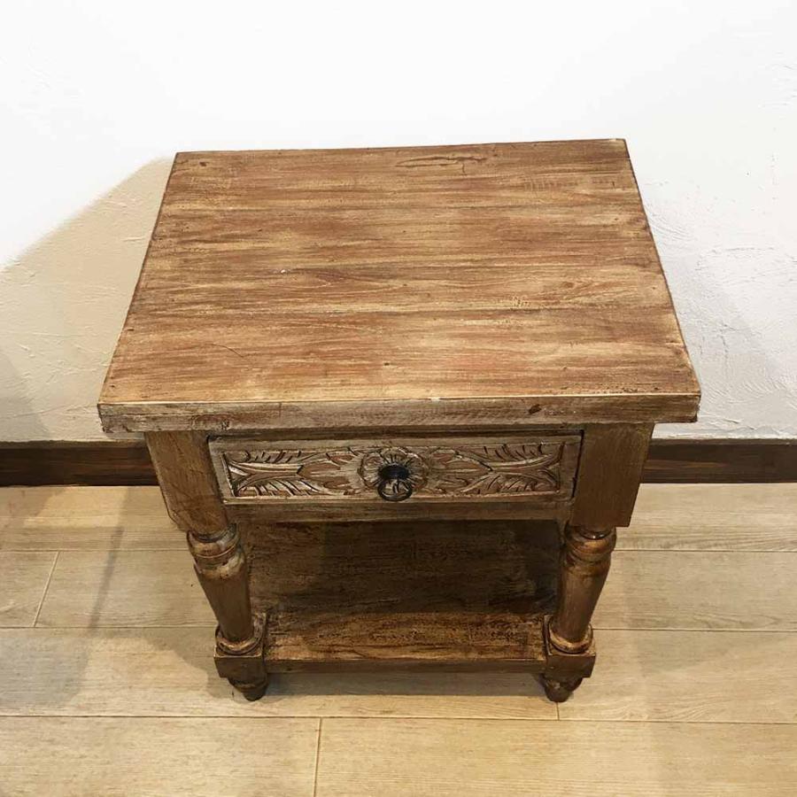 サイドテーブル 木製 置き台 花瓶台 置台 H60cm ブラウン ホワイト