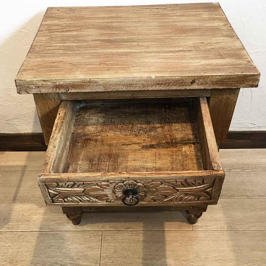 サイドテーブル 木製 置き台 花瓶台 置台 H60cm ブラウン ホワイト