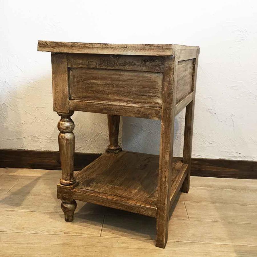 サイドテーブル 木製 置き台 花瓶台 置台 H60cm ブラウン ホワイト