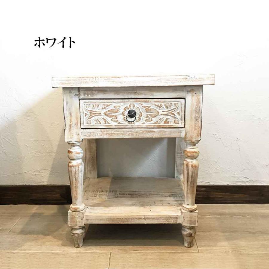 サイドテーブル 木製 置き台 花瓶台 置台 H60cm ブラウン ホワイト