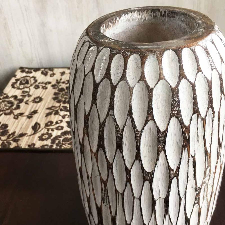 木製 フラワーベース フラワーポット 花瓶 Lサイズ 造花 オブジェ 置物