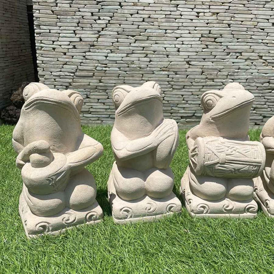 石像 カエル ガムラン隊 音楽隊 5体1セット H20cm オブジェ 蛙 置き物