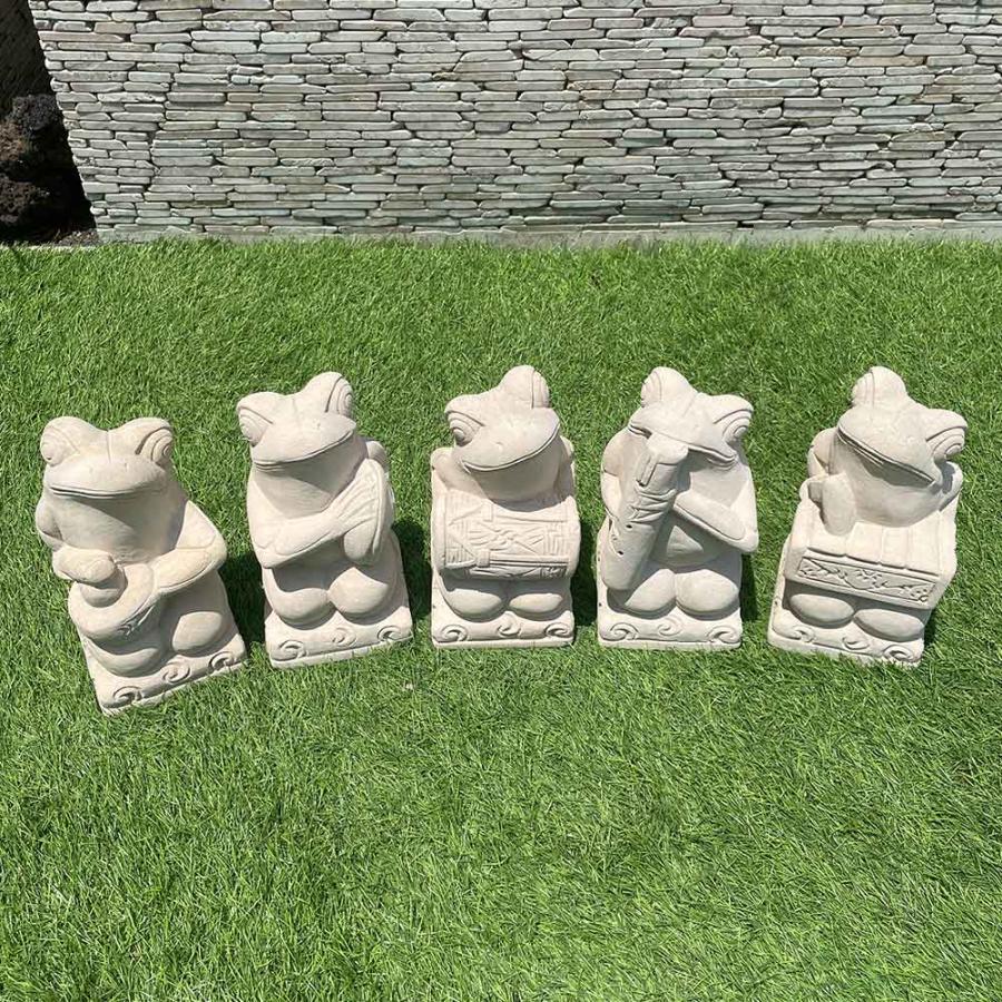 カエルの石彫刻噴水セット（バリガラス、パラスストーン製）※アジアン