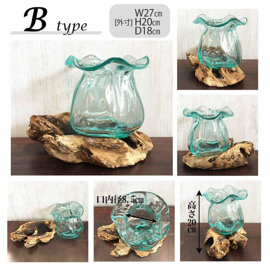 流木 ガラス オブジェ スタンド付 ガラスボトル A〜J flower vase 流木