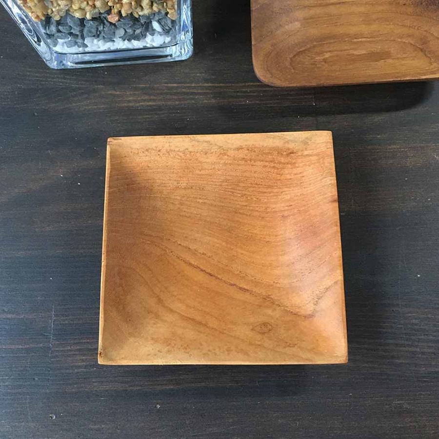 木製 トレイ ウッド 角 正方形 10×10cm 2タイプ アカシア ブラウン