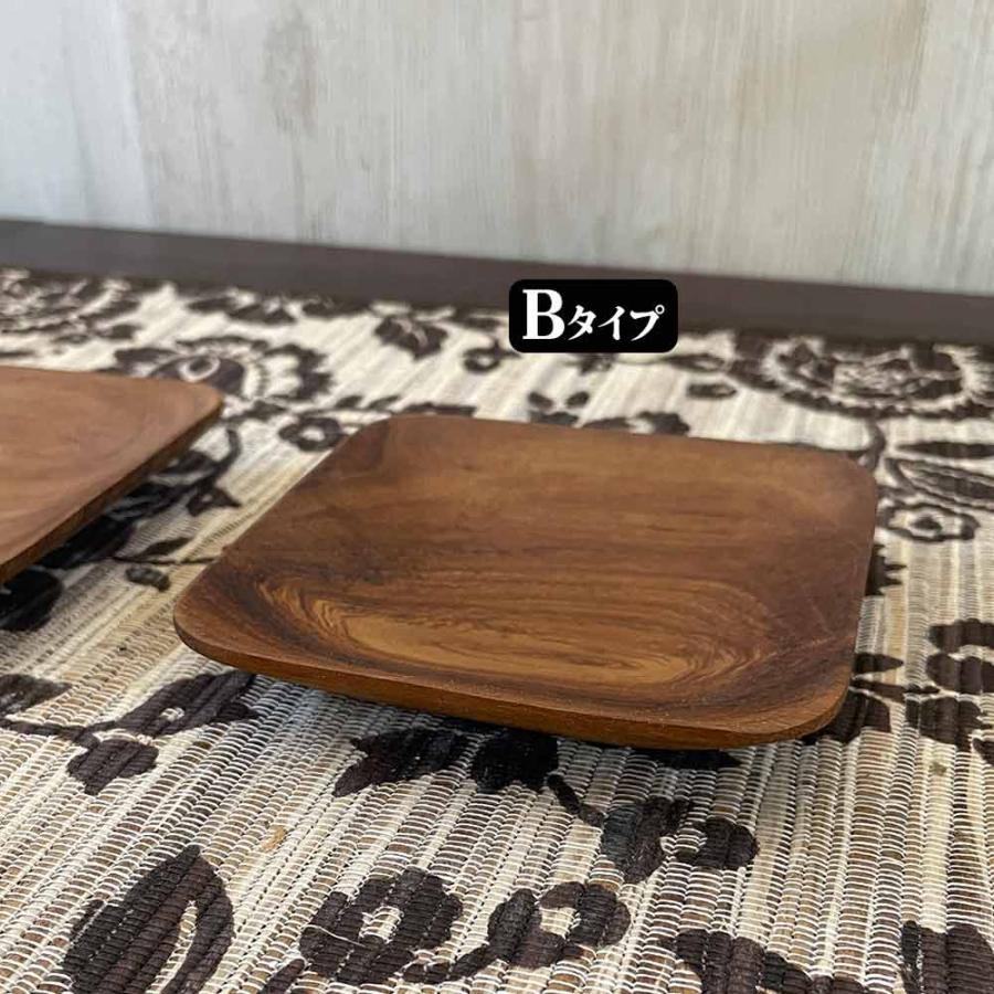 木製 トレイ ウッド 角 正方形 10×10cm 2タイプ アカシア ブラウン