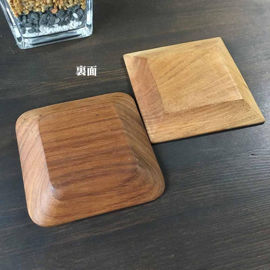木製 トレイ ウッド 角 正方形 10×10cm 2タイプ アカシア ブラウン