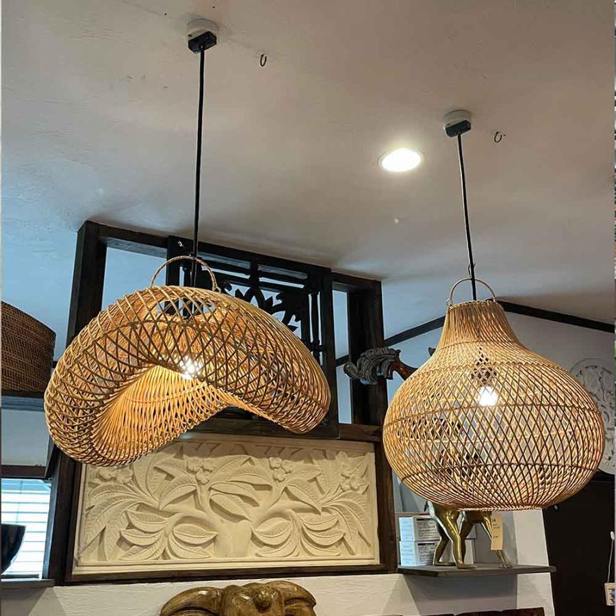 ランプシェード ペンダントライト 照明 ラタン 籐 編み込み 1灯