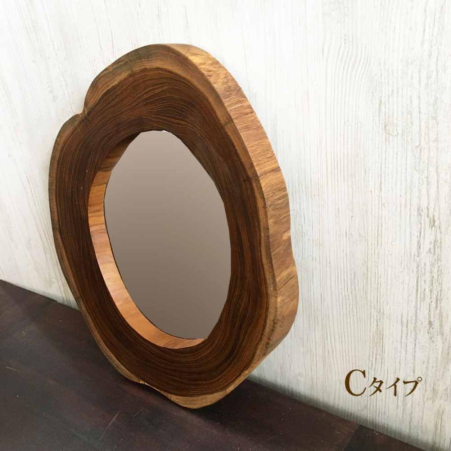 鏡 壁掛け ウォールミラー 木製 茶色 ブラウン 切り株 一点物 おしゃれ
