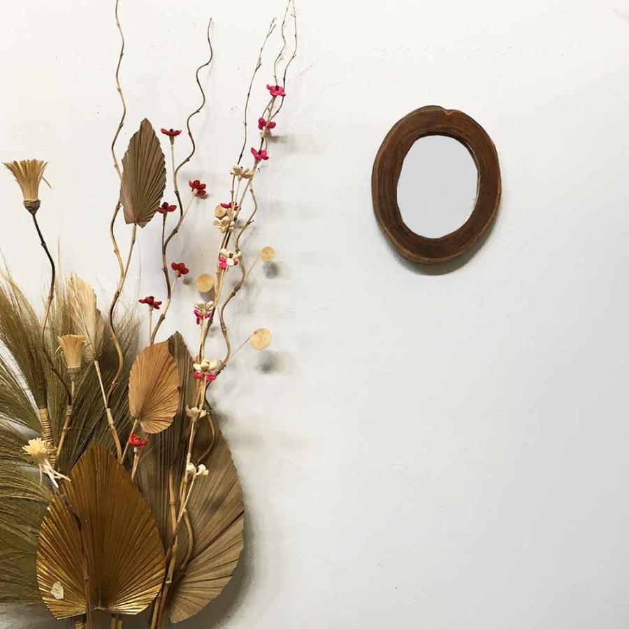 鏡 壁掛け ウォールミラー 木製 茶色 ブラウン 切り株 一点物 おしゃれ