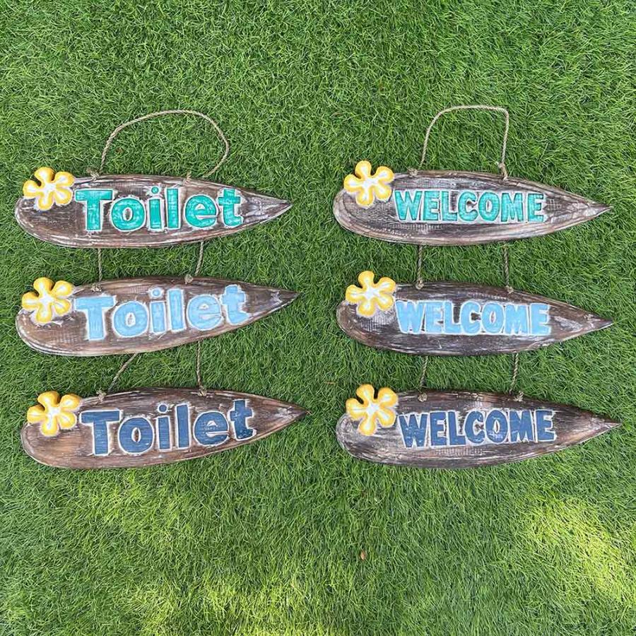 木製 ドア掛けプレート WELCOME ウェルカム プルメリアのワンポイント