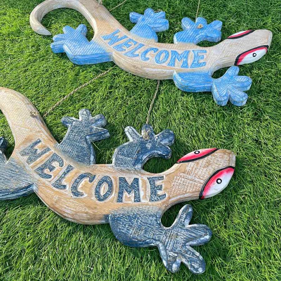 木製 ドアプレート WELCOME プレート ゲッコウ ドア掛け 2色 W50cm