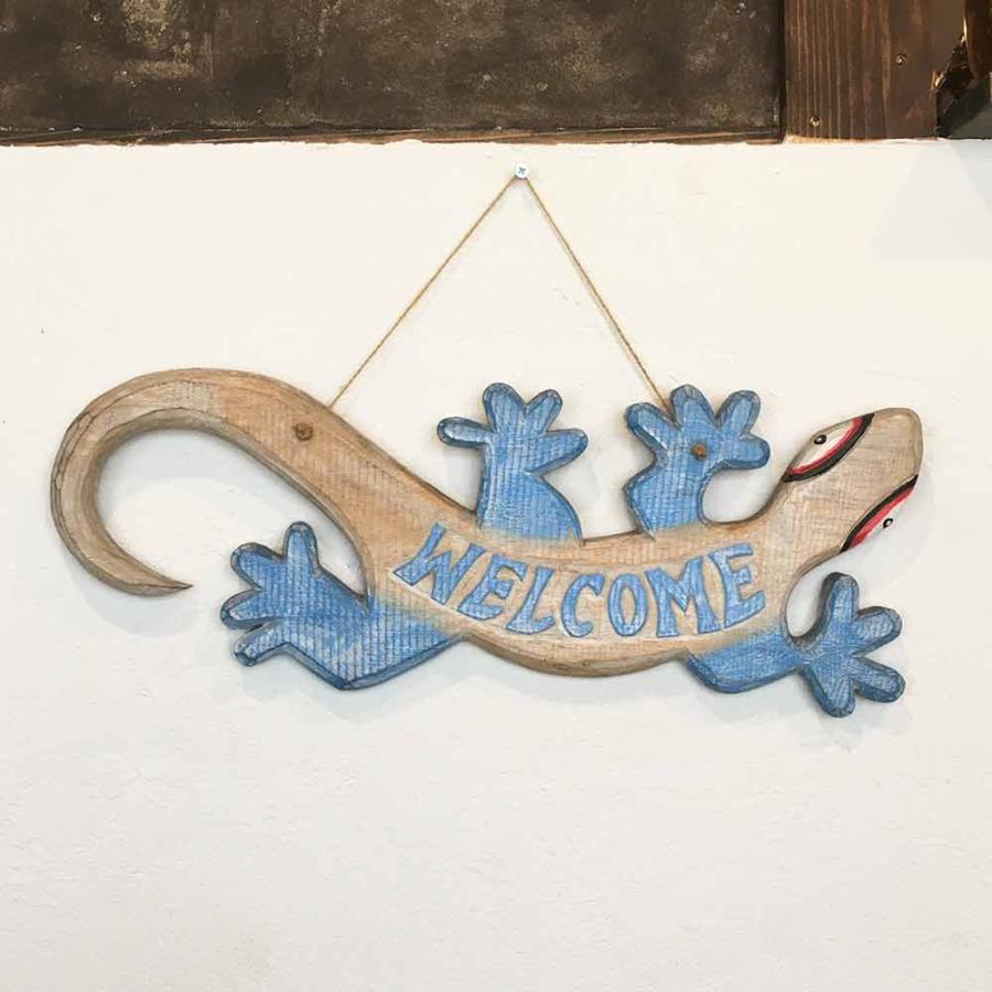 木製 ドアプレート WELCOME プレート ゲッコウ ドア掛け 2色 W50cm