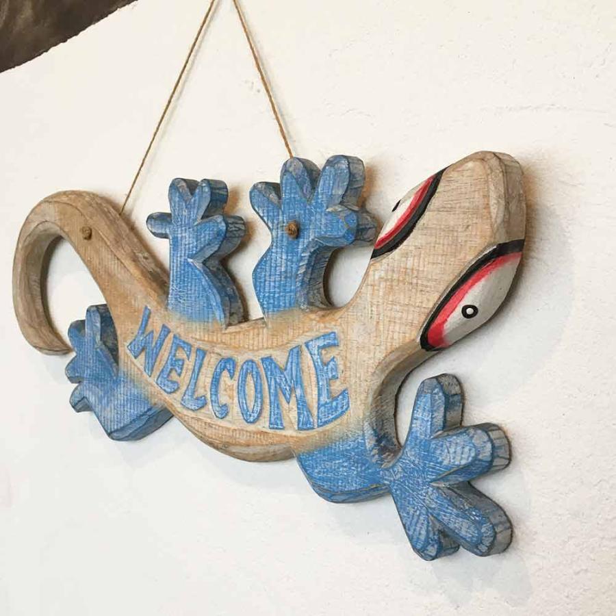 木製 ドアプレート WELCOME プレート ゲッコウ ドア掛け 2色 W50cm