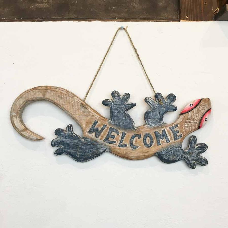 木製 ドアプレート WELCOME プレート ゲッコウ ドア掛け 2色 W50cm