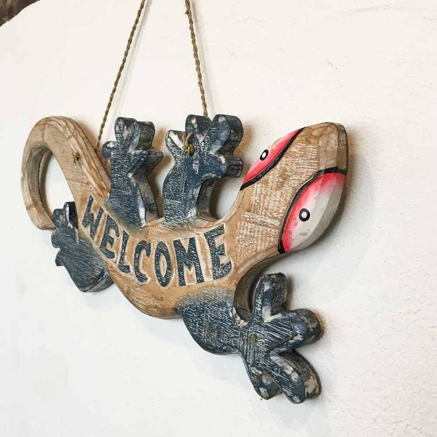 木製 ドアプレート WELCOME プレート ゲッコウ ドア掛け 2色 W50cm
