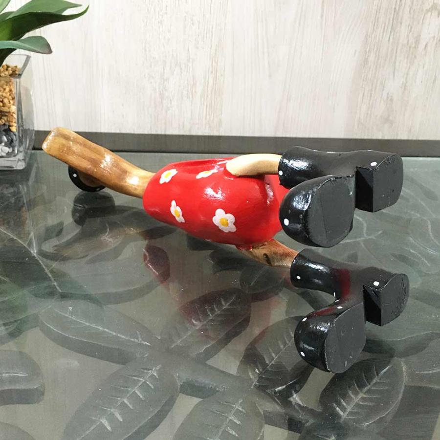 アジアン雑貨 木製 木彫りのアヒル あひる オブジェ H27cm 1体 可愛い