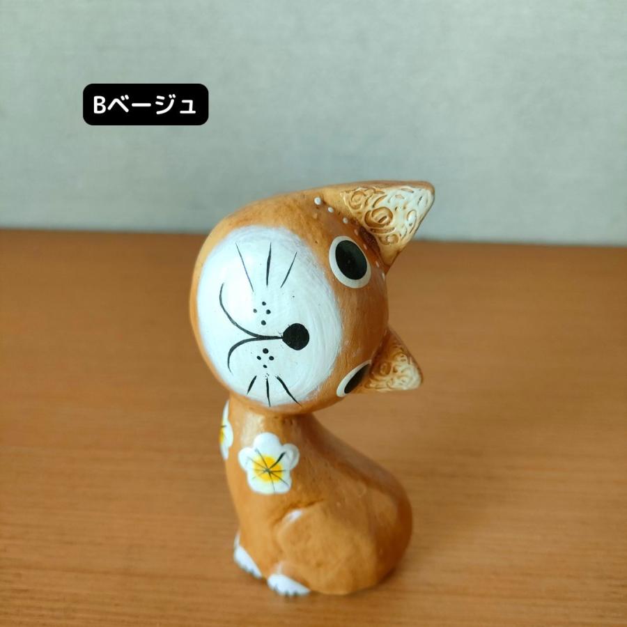 木彫り かしげバリネコ 5色 セット アニマル 猫 置物 小物 バリ島
