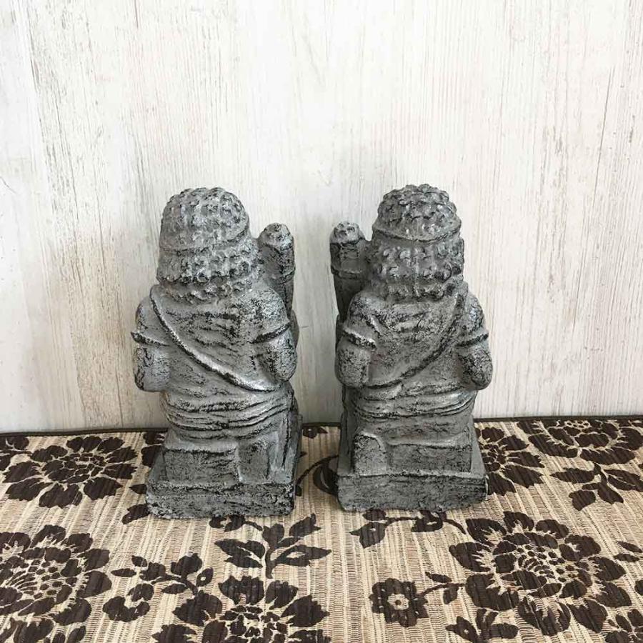 バリ島 ミニ 石像 ペア H18cm 卓上 置き物 セット オブジェ ミニチュア