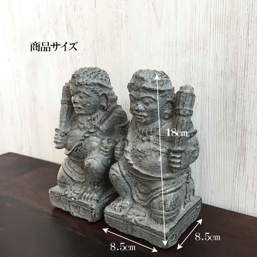バリ島 ミニ 石像 ペア H18cm 卓上 置き物 セット オブジェ ミニチュア