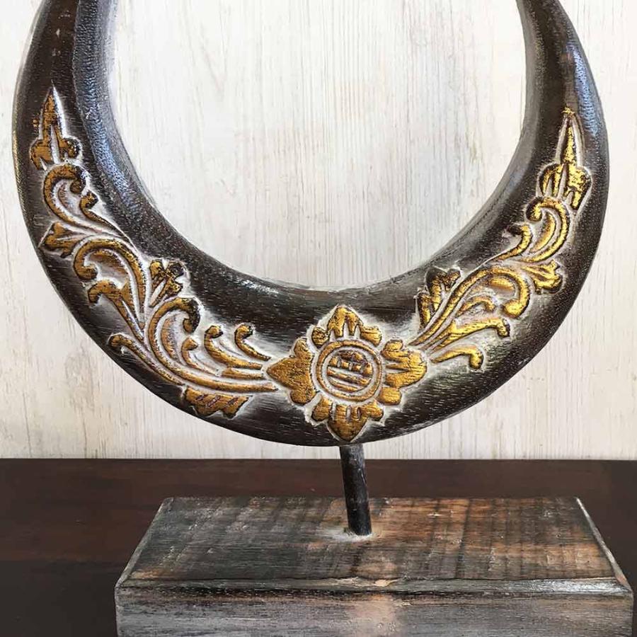 アジアン スタンドオブジェ ムーン 木製 Lサイズ 三日月型 オブジェ