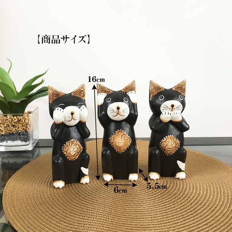 アジアン雑貨 バリネコ 3匹セット 木製 黒猫 クロネコ 猫の アジアン雑貨 バリネコ 3匹セット 木製 黒猫 クロネコ 猫の