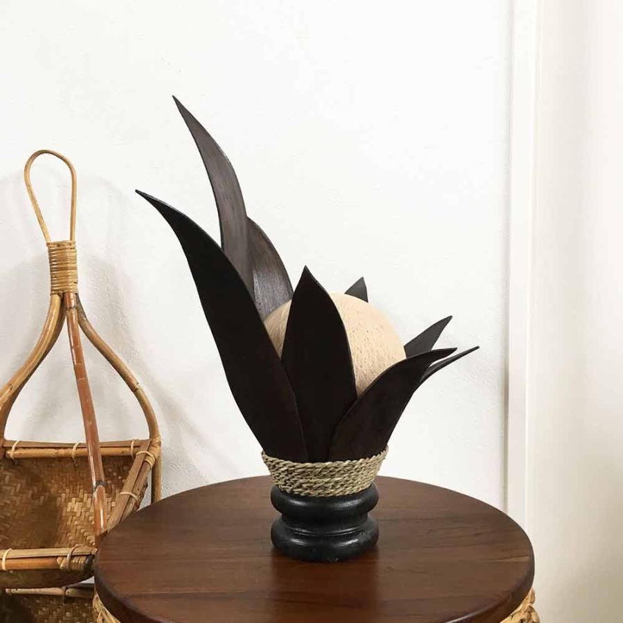 ココナッツリーフランプ パームリーフ ランプ H40cm 茶 アジアンランプ