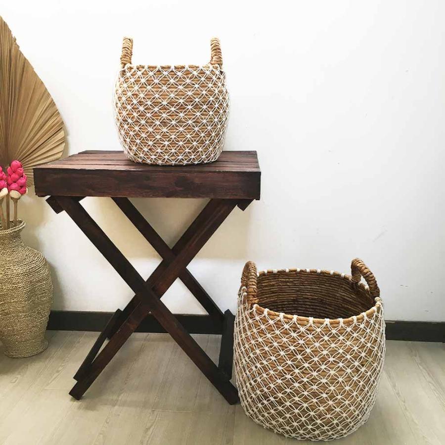 バナナリーフ バスケット かご Lサイズ 丸型 持ち手付き ランドリー