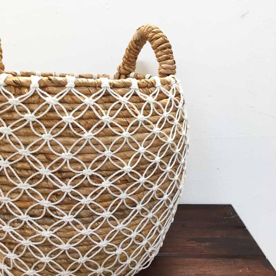 バナナリーフ バスケット かご Mサイズ 丸型 持ち手付き ランドリー