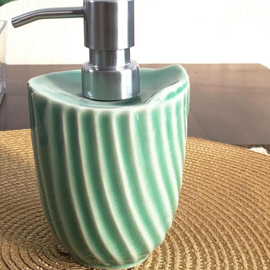 ジェンガラ ソープディスペンサー ボトル 300ml バナナリーフ柄 青緑