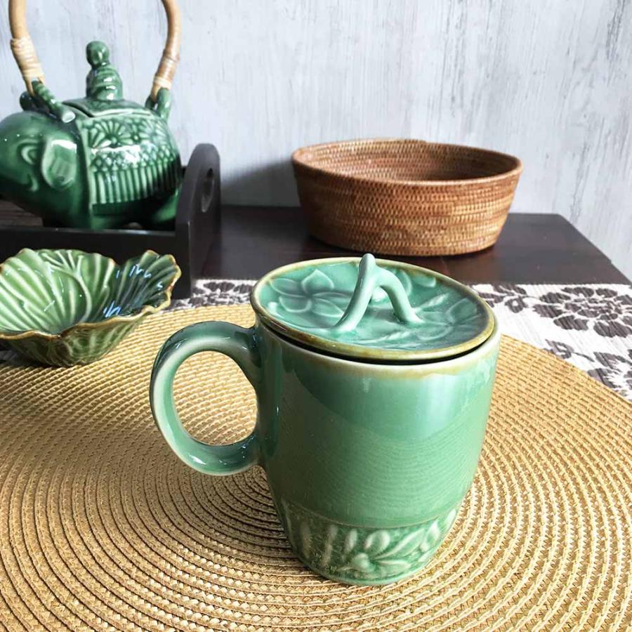 ジェンガラケラミック マグカップ 蓋付き 2個1セット ペア 2色 正規品