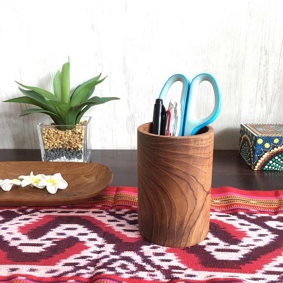 木製 ペンスタンド ペン立て 鉛筆立て H12cm 円柱形 アカシア 木目